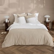 Set copripiumino e federa bianco/beige in cotone per letto matrimoniale ed esteso 240x220 cm Gabrielle – douceur d'intérieur