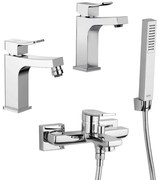 Set miscelatori lavabo + bidet + gruppo vasca Jacuzzi | rubinetteria Tank ottone cromato per piletta click clack