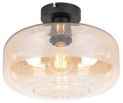 Plafoniera smart nera con vetro ambrato incl. Wifi A60 - Bizle