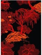 Isidore Leroy Carta da parati Jardin d'Asie - Noir et Rouge