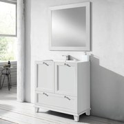 Mobile da bagno sotto lavabo Unike neve laccato opaco L 82.7 x H 85 x P 46 cm 1 cassetto 2 ante, lavabo non incluso