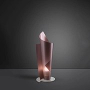 Lampada Da Tavolo Moderna A 1 Luce Vela In Polilux Rosa Metallico H70 Made In Italy