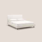 Dorotea letto imbottito con piedi in legno in morbido bouclé impermeabile T07 bianco