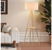 Brilagi - Lampada da terra NORDIC WAVE 1xE27/15W/230V legno di hevea/lino