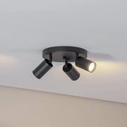 Argon Faretto da soffitto Sado in acciaio nero orientabile a 3 luci rotonde