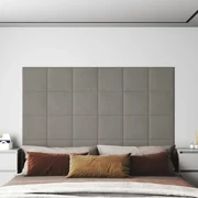 Pannelli Murali 12 Pz Grigio Chiaro 30x30 Cm İn Velluto 1,08 M² /