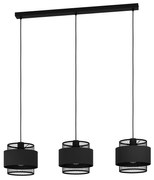 Lampadario Industrial Bazely 3 Luci Acciaio Nero