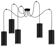 Lampadario a sospensione con filo ZIK 5xE27/40W/230V ragno nero