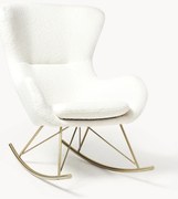 Sedia a dondolo in teddy con gambe in metallo Wing