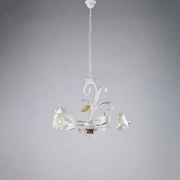 Lampadario in ferro laccato bianco shabby 3 luci cesto