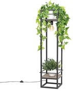 Lampada da terra industriale nera con legno - Cage Rack