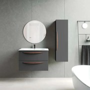 Mobile da bagno sotto lavabo Arco grigio cenere laccato opaco L 79.5 x H 55 x P 45 cm 2 cassetti, lavabo non incluso