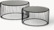Set 2 tavolini da salotto con piano in vetro Wire
