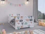 Letto per bambini moderno con animali del bosco 140 x 70 cm