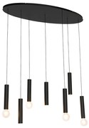 Lampada a sospensione di design ovale nera 7 luci - Tuba