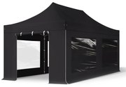 TOOLPORT 3x6m gazebo pieghevole con laterali (finestre panoramiche), PREMIUM acciaio, nero - (600066)