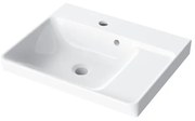 Lavabo da incasso con bordo a vista bacino al centro rettangolare Easy L 51.4 x H 6 x P 42.4 cm in ceramica bianco