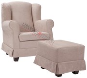 Poltrona imbottita in tessuto sfoderabile BERGERE BEIGE CON POUF