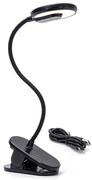 Aigostar - LED Lampada da tavolo ricaricabile dimmerabile con clip LED/3W/5V 1800mAh nero