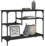 Tavolino consolle con ripiani nero 100x35x75 cm