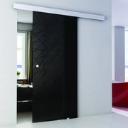 Porta scorrevole Armonia in alluminio nero, L 86 x H 215 cm, con binario Alu/vetro Reversibile