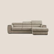 Zeno Divano angolare con pouf estraibile in tessuto morbido impermeabile T02 beige Destro