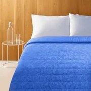 Trapuntino matrimoniale decoro blu