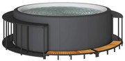 Bordo Per Vasca Da Spa Con Portaoggetti&gradino Polyrattan Nero /