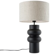 Lampada da tavolo di design con paralume in tessuto nero grigio chiaro 35 cm - Alisia