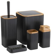 Set da bagno ZOYA 5 pz nero/marrone