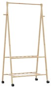 Appendiabiti Con Ripiani E Ruote 96x45,5x155,5 Cm İn Bambù /