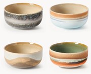 Set di 4 ciotole fatte a mano con smalto reattivo 70's