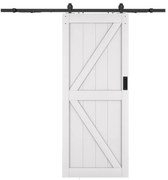 Porta scorrevole con sistema esterno muro H205 x 93 cm Legno e MDF Bianco - NEFARA
