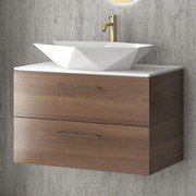 Kamalu - mobile bagno 80 cm con due cassetti e piano solid surface el-80ss