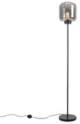 Lampada da terra di design nera con vetro fumé - Qara