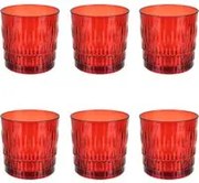 Set 6 bicchieri acqua rossi in vetro Rain Pasabahce