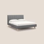 Selene letto imbottito con piedini naturali sfoderabile in tessuto impermeabile T02 grigio