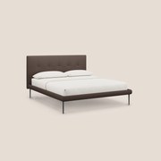 Midori letto imbottito trapuntato in ecopelle con piedini alti T04 marrone
