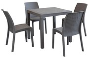 CALIGOLA - set tavolo in resina effetto rattan cm 80 x 80 x 74 h con 4 sedie Alma