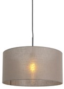 Lampada a sospensione rustica nera con paralume color tortora 50 cm - Combi 1