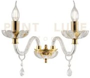 Applique brigida/2 cristallo e oro 2 luci attacco e14 l.35cm