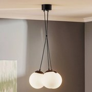 Eko-Light Lampada a sospensione Lima vetro opalino nero a 3 luci Bundle