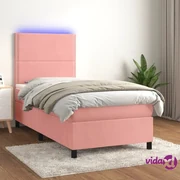 vidaXL Letto a Molle Materasso e LED Marrone Scuro 100x200 cm