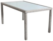 AXONA - set tavolo in alluminio e teak cm 150 x 90 con 6 poltrone Axona