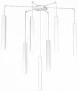 Square tube sospensione 7 luci bianco cavo cm.250 con base 1173-s7-bi