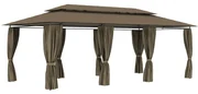 Gazebo Con Tende 600x298x270 Cm Grigio Talpa 180 G/m² /