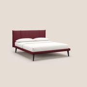 Klaus LETTO moderno con piedi in mogano e tessuto fiammato impermeabile T03 rosso