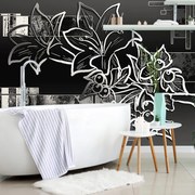 Carta da parati – Illustrazione floreale in bianco e nero