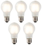 Set di 5 lampadine LED a filamento E27 vetro smerigliato A60 2W 180lm 2700K
