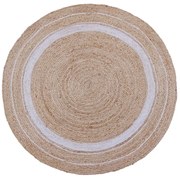 Tappeto Nils natura in juta beige e bianco, Ø150 cm